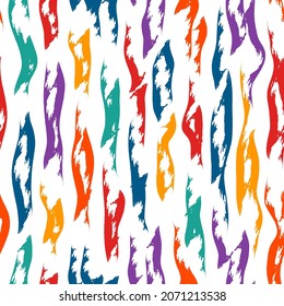 Paint brush smears seamless pattern. Natural organic camouflage texture. Brushstrokes spotted print. Freehand ikat design background. Trendy handdrawn ornament. Artistic hand drawn abstract wallpaper