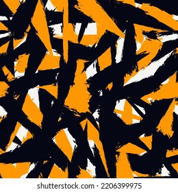 Pintar pincel muestra un patrón sin fisuras. Textura de camuflaje natural orgánica. Huella de pinceles manchada. Fondo de diseño de mano libre. Ornamento a mano de moda. Papel mural abstracto dibujado a mano artístico