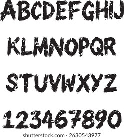 Paint Brush Splatter typography font lettering ABC cartoon vector text