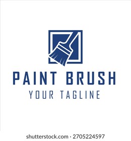 Paint Brush In A Square Logo. Symbol Of Decoration, Painting, Art, Or Home Repair.