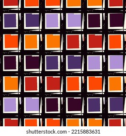 Pintar fondo de cuadrados de pincel. Patrón sin foco. Ornamento geométrico dibujado a mano. Fondo de la mano libre. Comprueba el fondo de pantalla del motivo. Papel digital. Impresión textil. Diseño web. Imagen abstracta. Obra artística de vectores