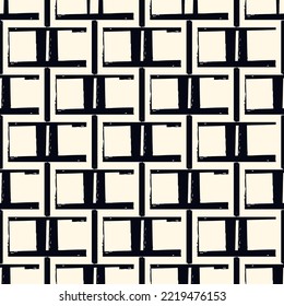 Pintar fondo de cuadrados de pincel. Patrón sin foco. Ornamento geométrico dibujado a mano. Fondo de la mano libre. Comprueba el fondo de pantalla del motivo. Papel digital. Impresión textil. Diseño web. Imagen abstracta. Obra de arte vectorial.