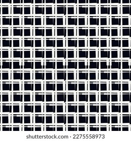 Paint brush squares background. Seamless pattern. Hand drawn geometric ornament. Freehand backdrop. Checks motif wallpaper. Digital paper. Textile print. Web design. Abstract image. Vector art.