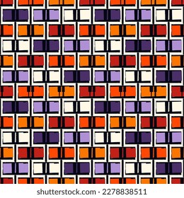 Paint brush squares background. Seamless pattern. Hand drawn geometric ornament. Freehand backdrop. Checks motif wallpaper. Digital paper. Textile print. Web design. Abstract image. Vector art work.