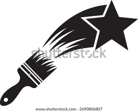 Paint brush with star icon. Creative artistic symbol inspiration.