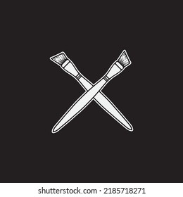 Paint brush or stick brush cross drawing illustration.