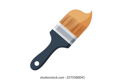 Paint brush with stick for painting work and smooth brush for painting color in palette of foam and fiber brush in wooden stick brushes.