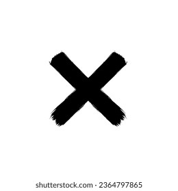 Paint Brush, Brush Stroke, Abstraction Cross shape, can use for Logo Gram, Art Illustration, Mark, or Graphic Design Element. Vector Illustration