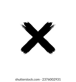 Paint Brush, Brush Stroke, Abstraction Cross shape, can use for Logo Gram, Art Illustration, Mark, or Graphic Design Element. Vector Illustration
