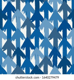 Paint brush stroke arrows seamless pattern. Hand drawn direction sign surface print. Freehand pointer symbols background. Grunge design artistic texture. Vector abstract wallpaper. Graphic art