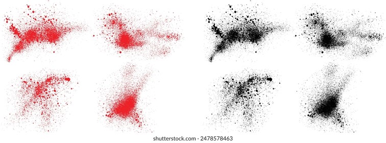 Pinselstrich-Hintergrund zeichnen. Pinselstrich schwarz und rot Farbe Blut Hintergrund Set