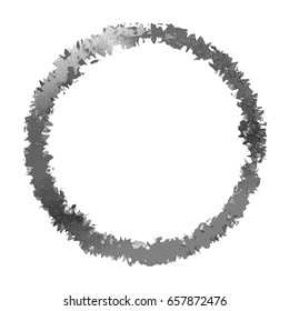 Paint Brush Stroke Circle With Halftone Texture Isolated On White Background. Vector