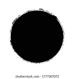 Paint Brush Stroke Circle Isolated On White Background. Frame. Vector