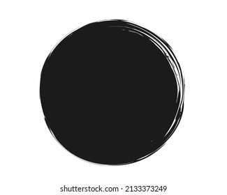 Paint Brush Stroke Circle Isolated On White Background. Vector