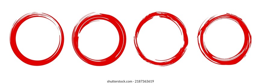 Paint Brush Stroke Circle Einziger Satz brüchiger Rundrahmen, Vektorgrafik