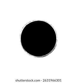 Paint Brush Stroke Circle Isolated On White Background. Vector