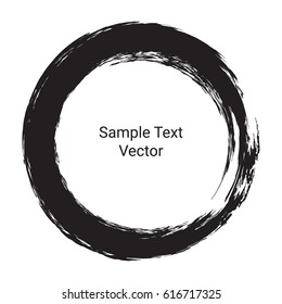 Paint Brush Stroke Circle Isolated On White Background. Vector