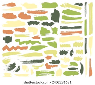 Paint brush stroke grunge graphic elements vector collection. Paintbrush black stains isolated on white. Art brushstroke set. Box dry dye artistic badges. Strokes, drawn back stamps.