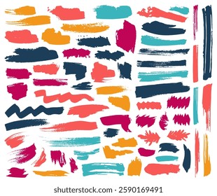 Paint brush stroke grunge graphic elements vector collection. Paintbrush black stains isolated on white. Art brushstroke set. Box dry dye artistic badges. Hand drawn sale blots.