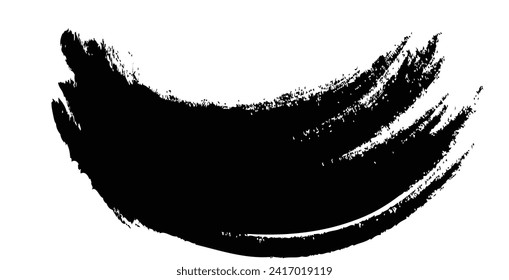 Paint brush stroke grunge hand drawn curved black artistic element vector design background