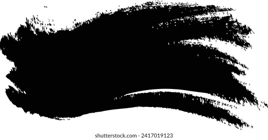 Paint brush stroke grunge hand drawn curved black artistic element vector design background