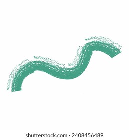 paint brush stroke. Hand drawn grunge squiggle element. white; green icon in flat style of curved and wavy lines. Chaotic ink brush scribble for decor.
