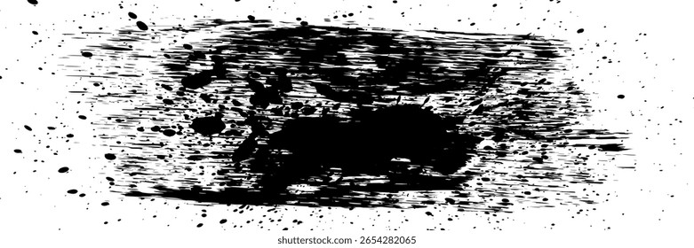 Paint brush stroke modern for black ink paint, grunge design elements, dirt banner, watercolor design. Trendy brush stroke, modern
