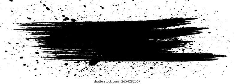 Paint brush stroke modern for black ink paint, grunge design elements, dirt banner, watercolor design. Trendy brush stroke, modern