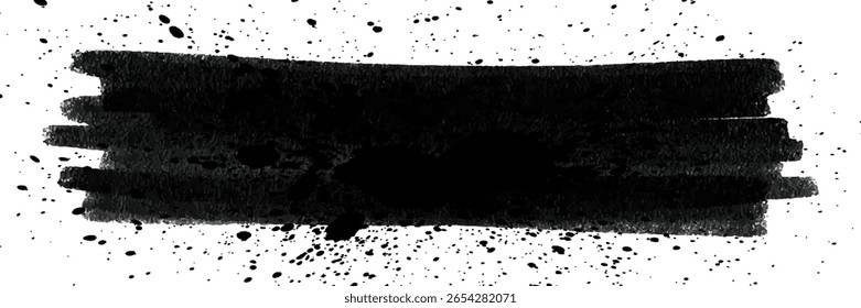 Paint brush stroke modern for black ink paint, grunge design elements, dirt banner, watercolor design. Trendy brush stroke, modern