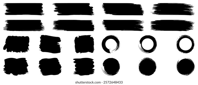 Paint brush stroke set. black Grunge spray paint and brush strokes background 