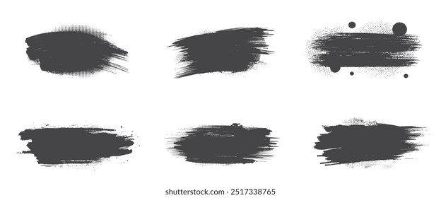 Pinte o conjunto de traçados de pincel. Textura de tinta Grunge com manchas. imagens vetoriais isoladas para design gráfico