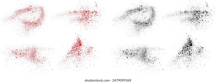 Paint Pinsel Strich Splatter schwarz und rot Farbe Splash Paint Illustration Set. Malgrunge Pinselstrich