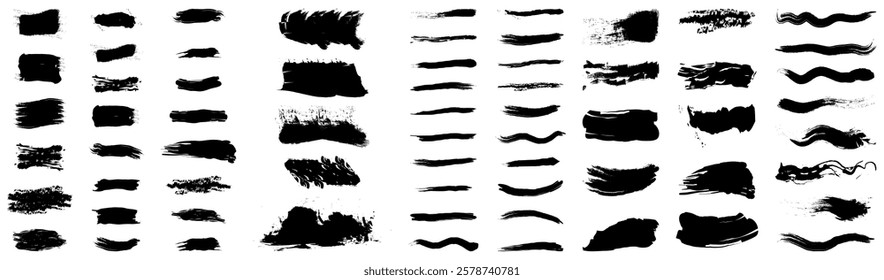 Paint Brush Stroke. Vector Paint Brush Stroke. Grunge line and design Elements. Black Splash silhouette. Grunge design Elements