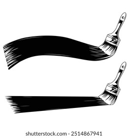 Paint brush with stroke vector illustration. Emblem of painting or logo , repair, service painting. 