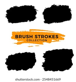 Paint Brush Strokes. Black Ink Grunge Brush Strokes design vector art illustration on white background.
