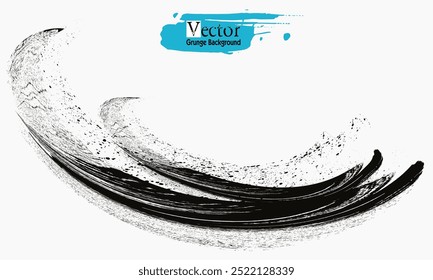 coups de pinceau, coups de pinceau noir isolés sur fond blanc. Coups de pinceau, arrière-plan grunge. texture du trait de pinceau Image vectorielle. encre noire, éclaboussures de peinture. eps8