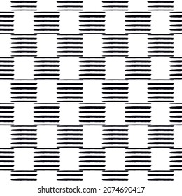 Paint brush strokes chekered seamless pattern. Freehand design background. Dash line motif modern minimal ornament. Trendy handdrawn geometric print. Artistic hand drawn geo abstract vector wallpaper