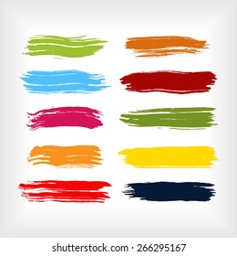 Paint brush strokes collection. Set of vector paint brush strokes. Colorful design elements. EPS10 vector elements isolated on white.