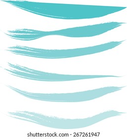 Paint brush strokes collection. Set of vector paint brush strokes. Blue