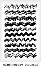 Paint brush strokes collection. Set of vector paint brush strokes. Black design elements of different shapes. EPS10 vector brushes isolated on white.