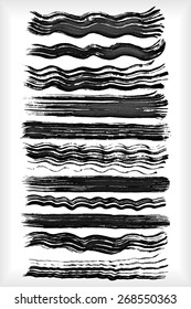 Paint brush strokes collection. Set of vector paint brush strokes. Black design elements of different shapes. EPS10 vector brushes isolated on white.
