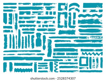 Paint brush strokes element bundle. Abstract painting graphic element set. Hand drawn rough sketch templates.