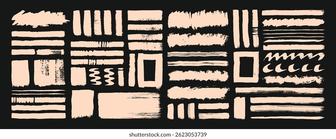 Paint brush strokes element collection. Hand drawn highlighter template set. Abstract freehand drawing graphic element..