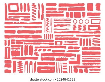 Paint brush strokes element set. Abstract grunge painting graphic element. Suitable for overlay or label template.