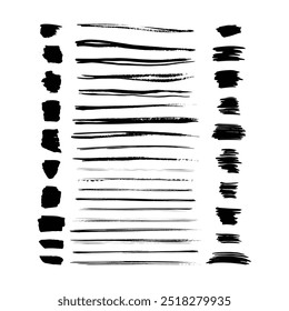 Pintura de pinceladas de pinceladas de Elementos, a mano alzada de acuarela artística forma abstracta sucia estilo grunge trazo mancha líneas entintadas conjunto de diseño para el dibujo y el fondo en una Ilustración vectorial