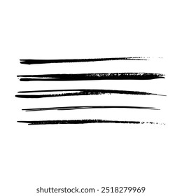 Paint brush strokes elements, freehand artistic water color abstract shape dirty grunge style stroke smear inked lines set design for drawing and background in a vector illustration