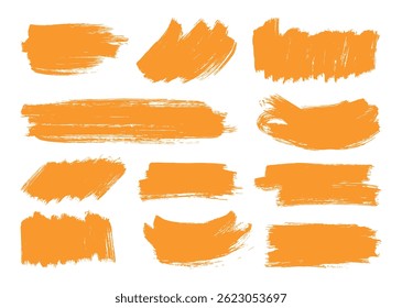 Paint brush strokes for highlighter. Hand drawn brushes graphic element set.