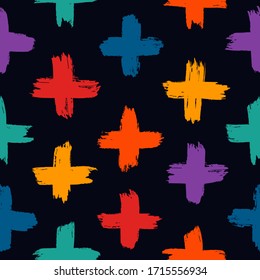 Paint brush strokes seamless pattern. Freehand grunge design background. Dash line motif modern minimal ornament. Trendy handdrawn doodle geometric print. Artistic hand drawn abstract vector wallpaper