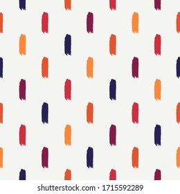 Paint brush strokes seamless pattern. Freehand grunge design background. Dash line motif modern minimal ornament. Trendy handdrawn doodle geometric print. Artistic hand drawn abstract vector wallpaper