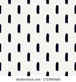 Paint brush strokes seamless pattern. Freehand grunge design background. Dash line motif modern minimal ornament. Trendy handdrawn doodle geometric print. Artistic hand drawn abstract vector wallpaper
